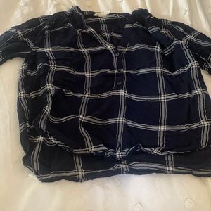 Dark blue/checked V-neck Blouse